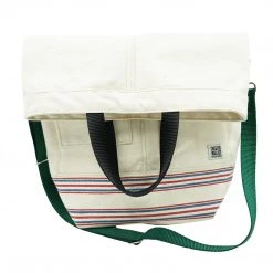 Chester Wallace Upright Tote Natural/Stripe + Green