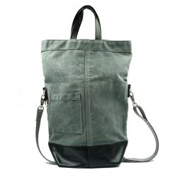 Chester Wallace Accessories Upright Tote Grey Waxed/Black Leather + Grey