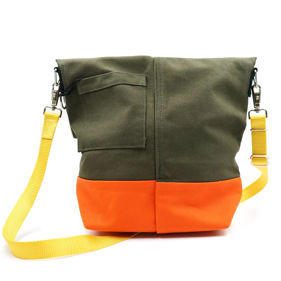 Chester Wallace Upright Tote Pine Twill/Orange + Yellow