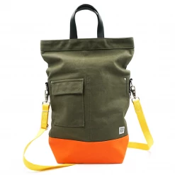 Chester Wallace Upright Tote Pine Twill/Orange + Yellow