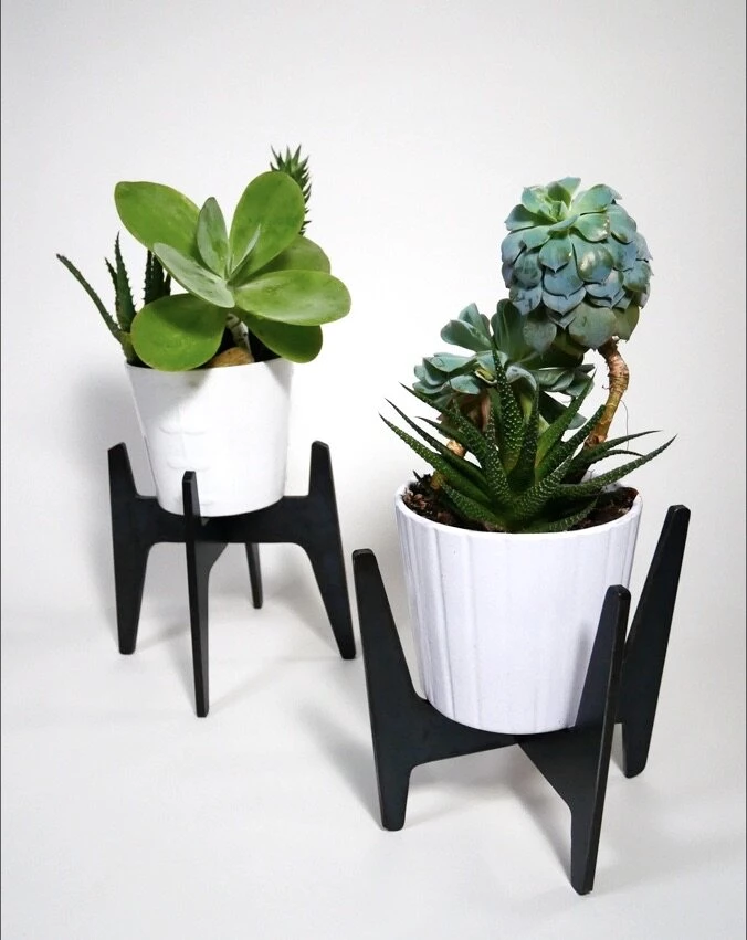 Incidental Design 5" Mod Plant Stand In Blackened Steel Hi/lo