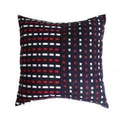 Kiriko Red + White Block Shima Split Kasuri Pillow Home