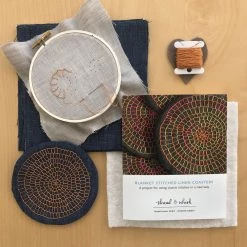 Home Essentials Blanket Stitch Linen Coaster Kit By Thread And Whisk