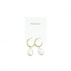 Minoux 14k Gold Hoops With Freshwater Coin Pearls