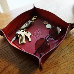 Orox Leather Co. Red Leather Tray (MadeHere Exclusive) Accessories