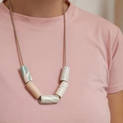 The Pursuits Of Happiness For Mom Blush/Marble Ceramic Bead Necklace