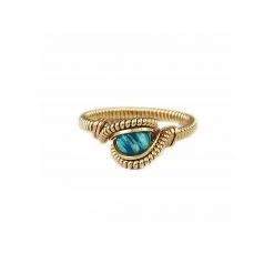 Third Eye Assembly For Grads Amazonite & Yellow 14K Gold Wire Wrapped Ring