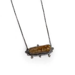 Terrarium Agate Necklace 18.5" Chain SS And Carnelian Agate By Unearthed Minerals