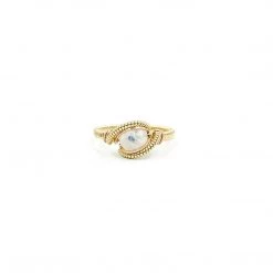 Third Eye Assembly For Grads Moonstone 14K Rose & Yellow Gold Wire Wrapped Ring